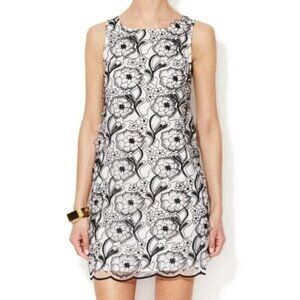 ERIN by Erin Fetherston Appliqué Dress Size 2 Black & White Floral Sleeveless